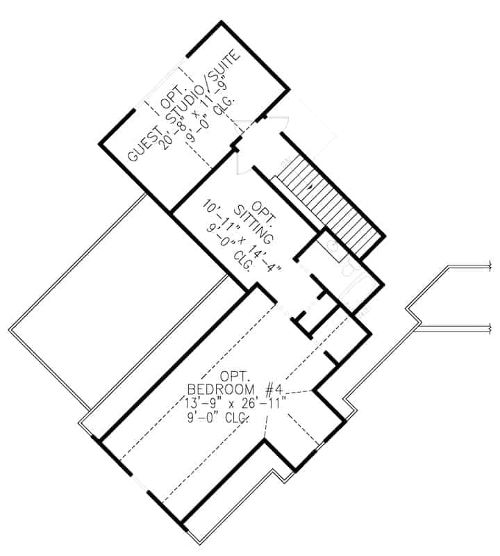 Floor Plan Upper Level of Cottage Plan #198-1144
