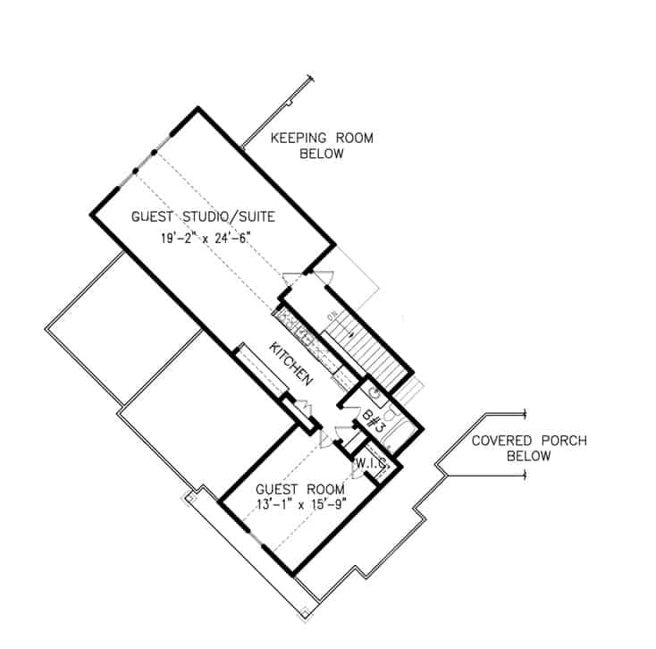 Floor Plan Upper Level of Cottage Plan #198-1149