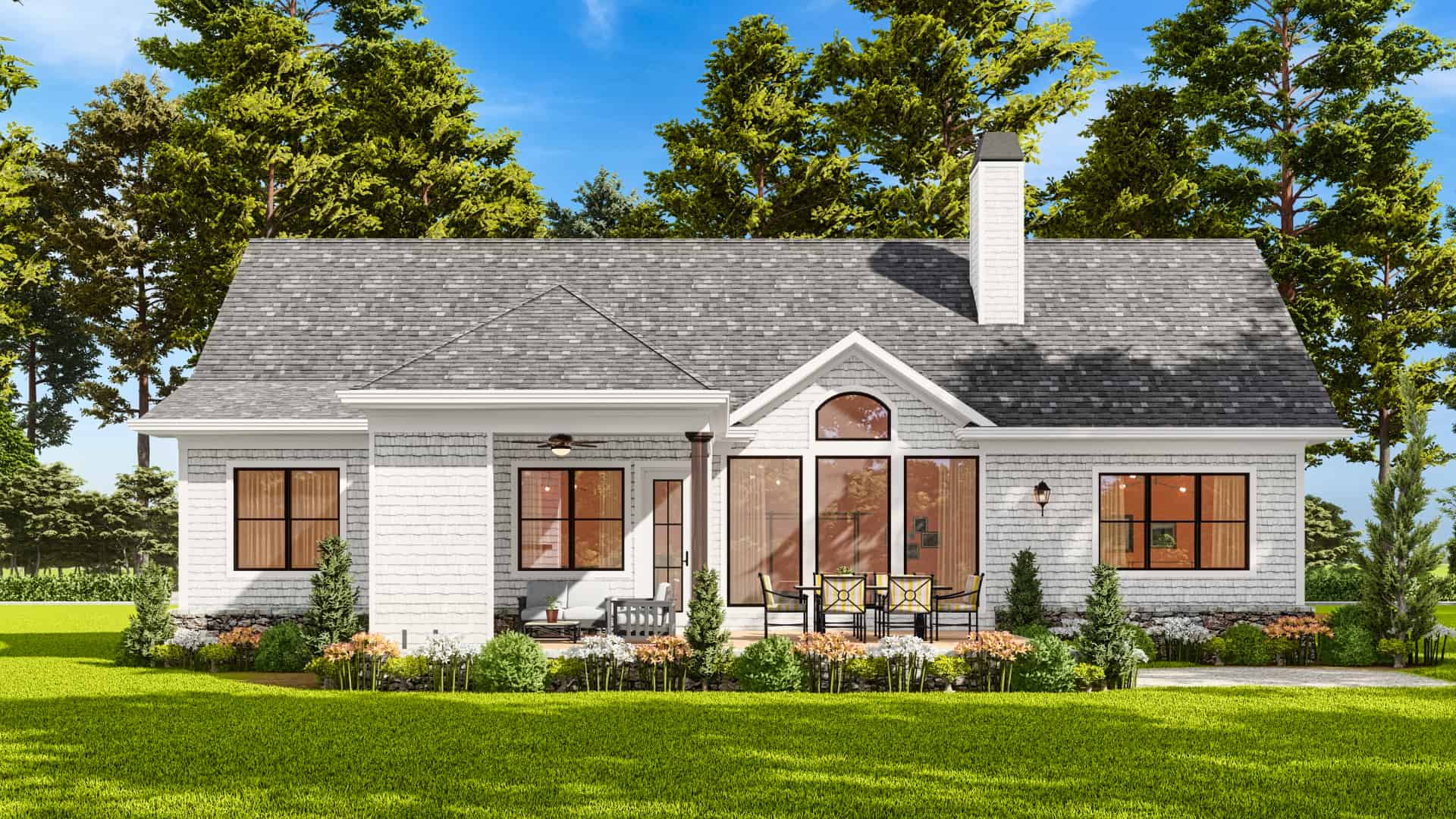 Rear View of this 3-Bedroom,1338 Sq Ft Plan -198-1153