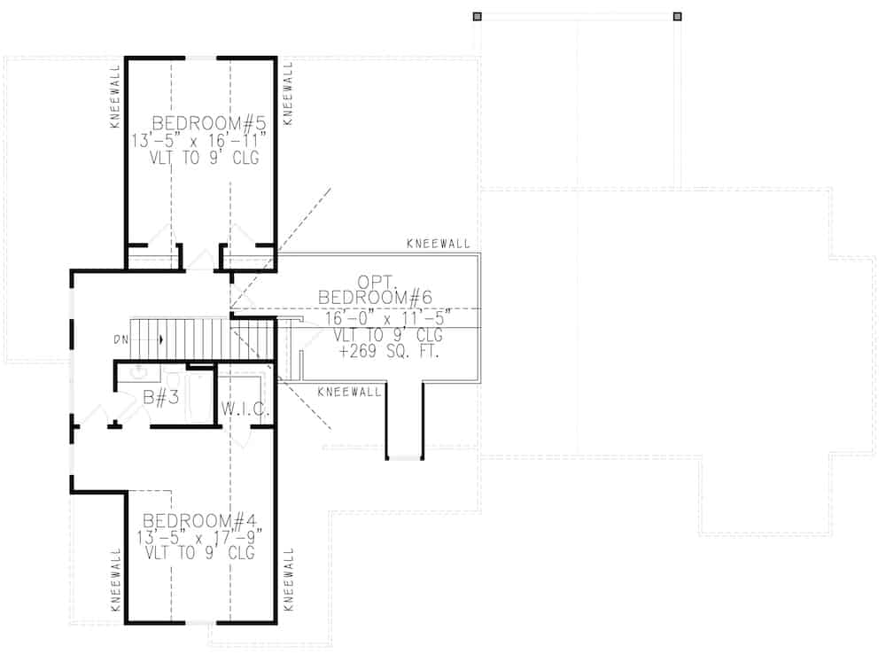 Floor Plan Upper Level of Cottage Plan #198-1160