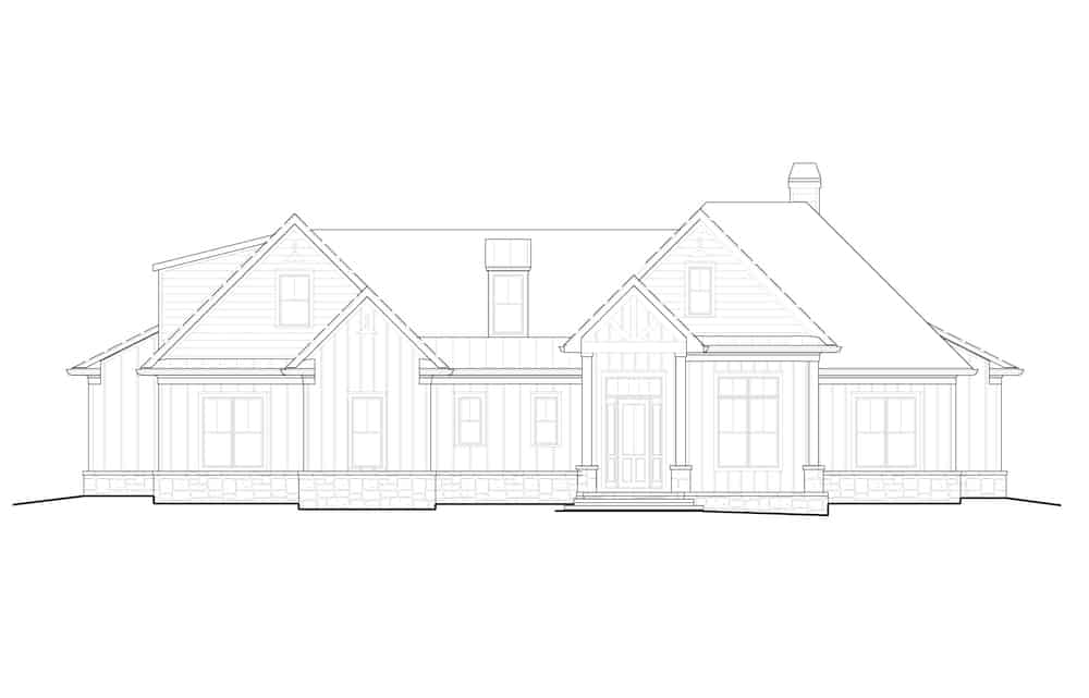 Home Plan Front Elevation of this 5-Bedroom,3154 Sq Ft Plan -198-1160