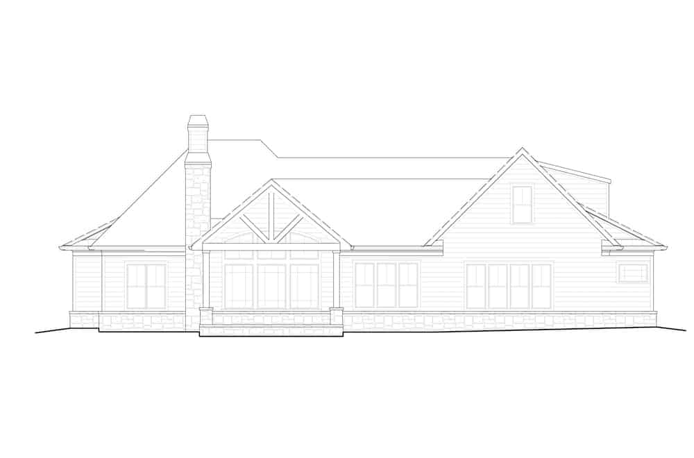 Home Plan Rear Elevation of this 5-Bedroom,3154 Sq Ft Plan -198-1160