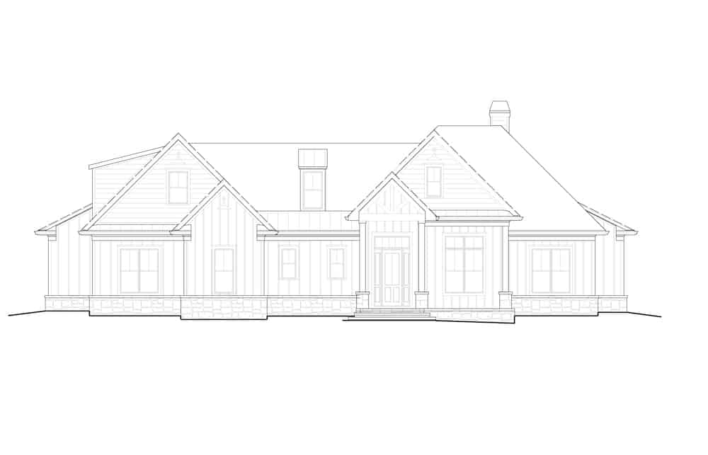 Home Plan Front Elevation of this 6-Bedroom,3423 Sq Ft Plan -198-1161
