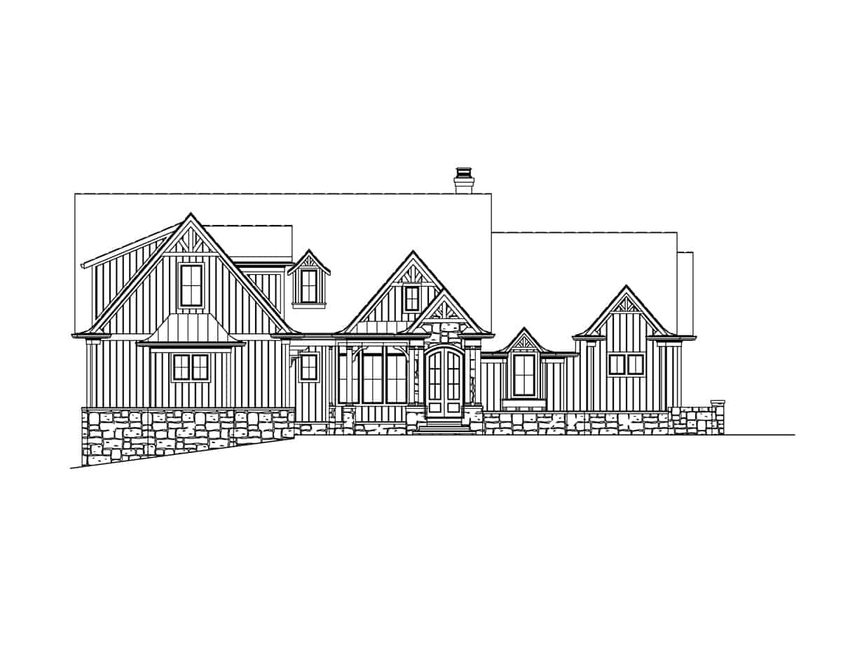 Home Plan Front Elevation of this 4-Bedroom,3334 Sq Ft Plan -198-1163