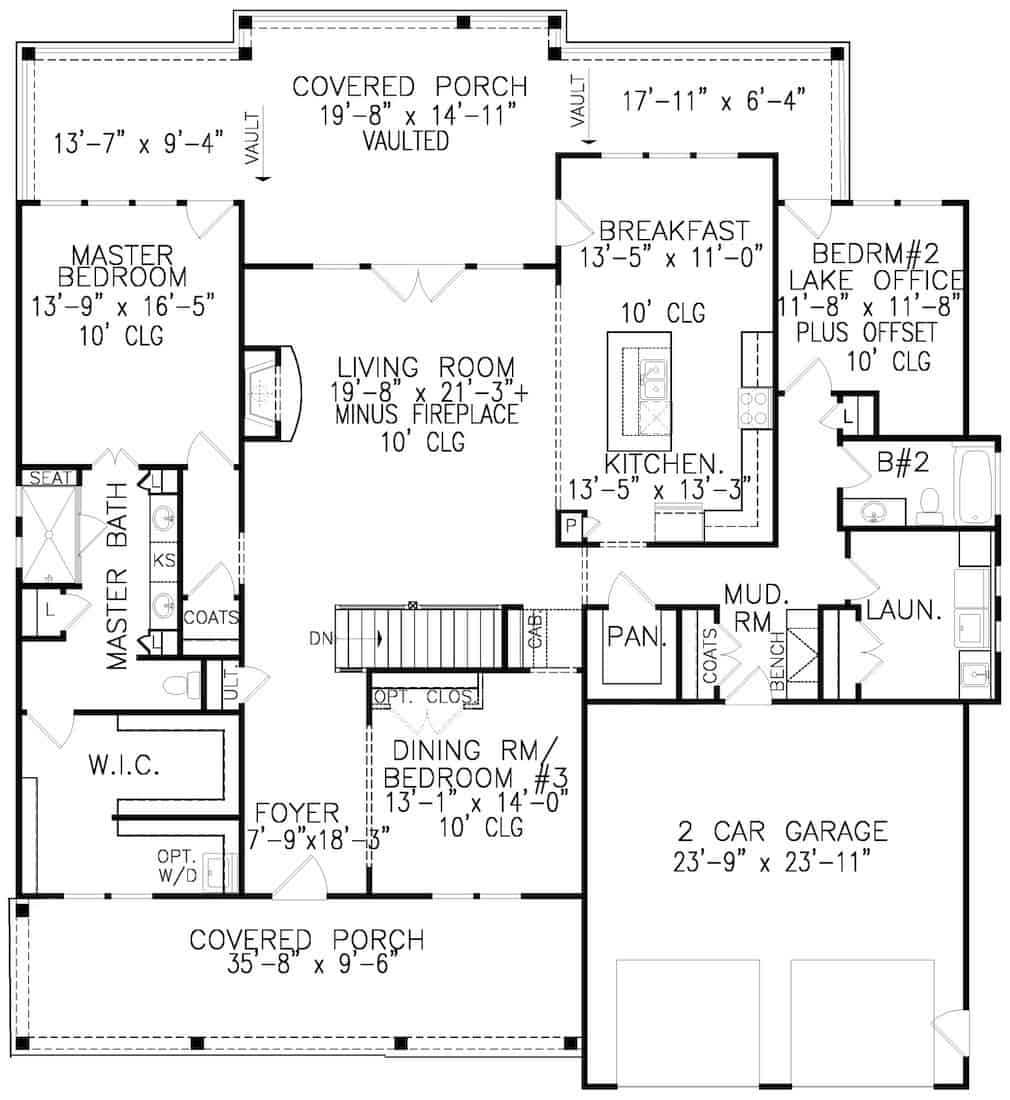 Main Level of Contemporary Plan #198-1164