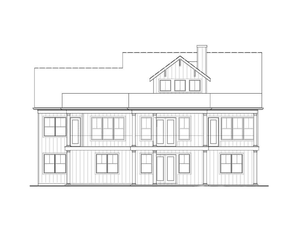 Home Plan Rear Elevation of this 2-Bedroom,2342 Sq Ft Plan -198-1164