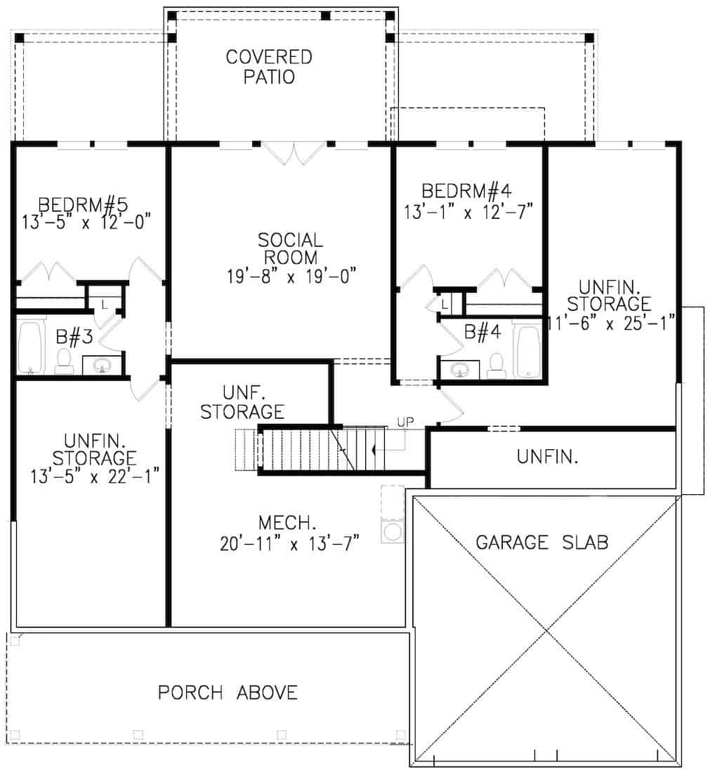Basement of Contemporary Plan #198-1164