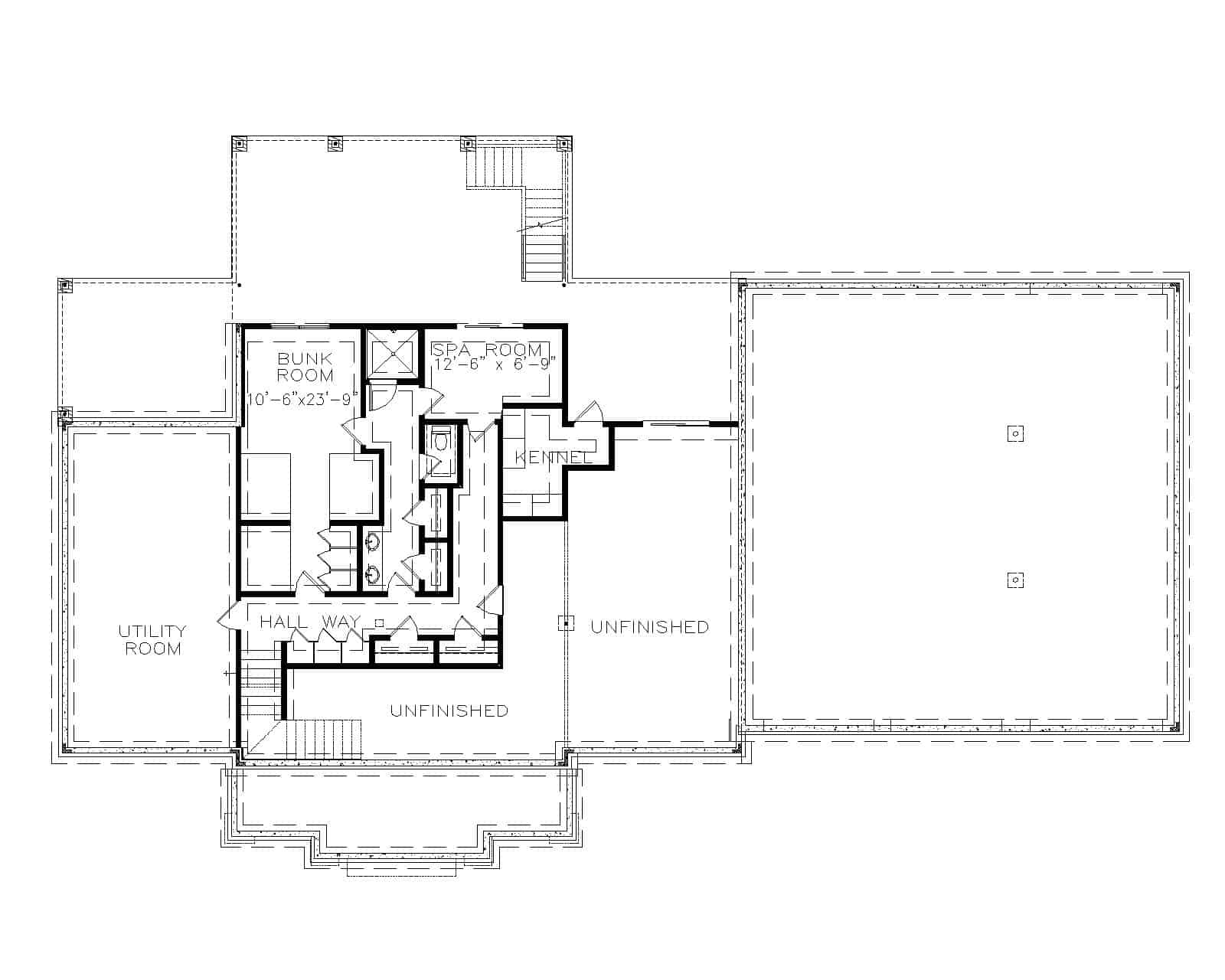 Basement of Barn Style Plan #198-1165