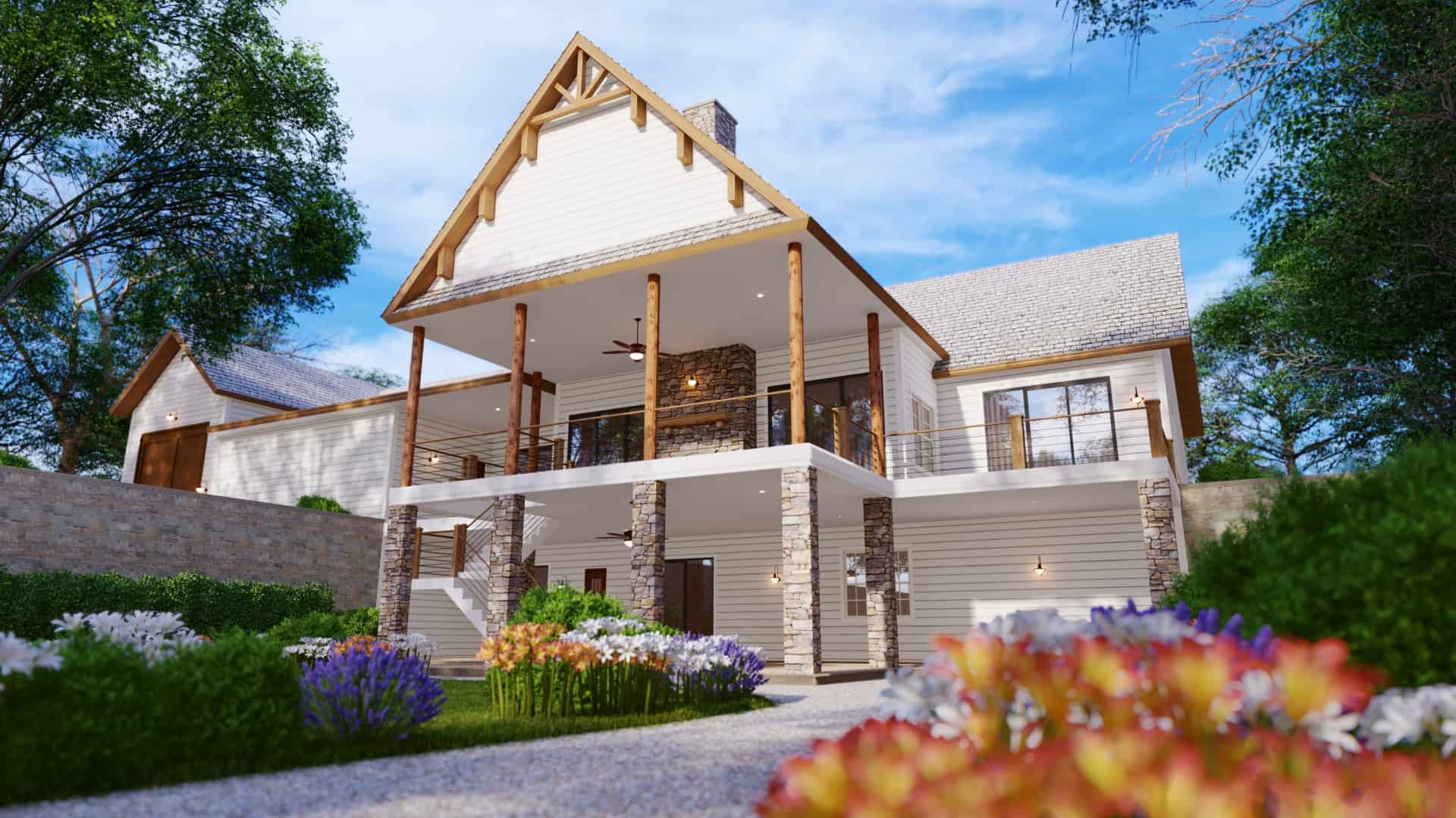 Home Plan Rear Elevation of this 3-Bedroom,2142 Sq Ft Plan -198-1165