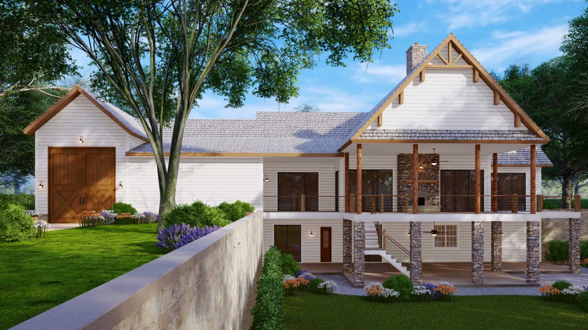 Home Plan Rear Elevation of this 3-Bedroom,2142 Sq Ft Plan -198-1165