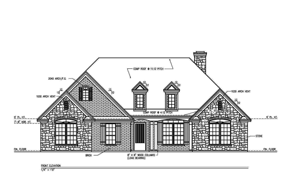 Home Plan Front Elevation of this 3-Bedroom,2361 Sq Ft Plan -199-1003