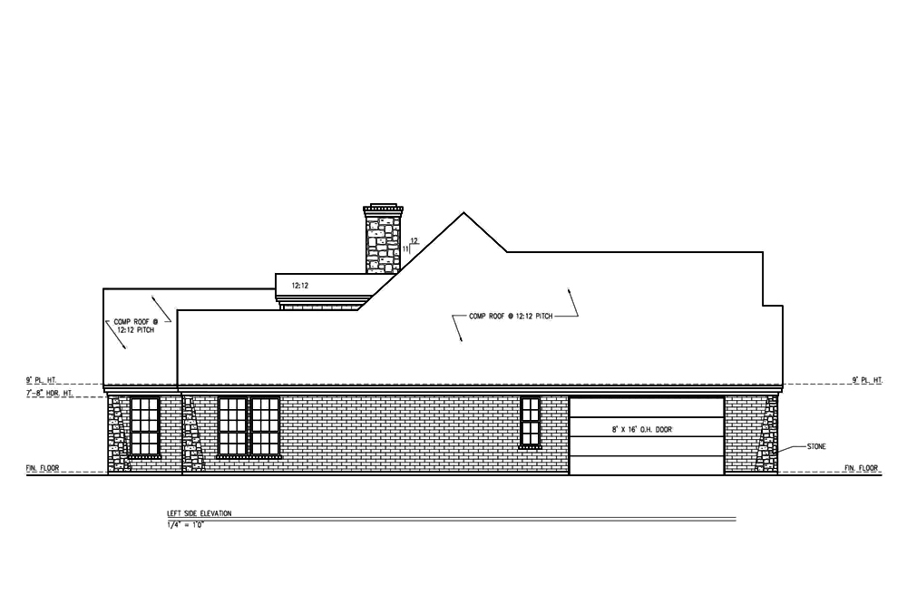 Home Plan Left Elevation of this 3-Bedroom,2361 Sq Ft Plan -199-1003