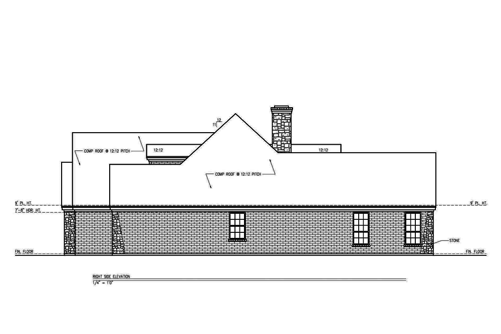 Home Plan Right Elevation of this 3-Bedroom,2361 Sq Ft Plan -199-1003
