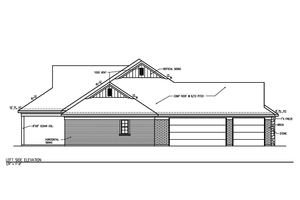 Home Plan Left Elevation of this 3-Bedroom,2101 Sq Ft Plan -199-1004