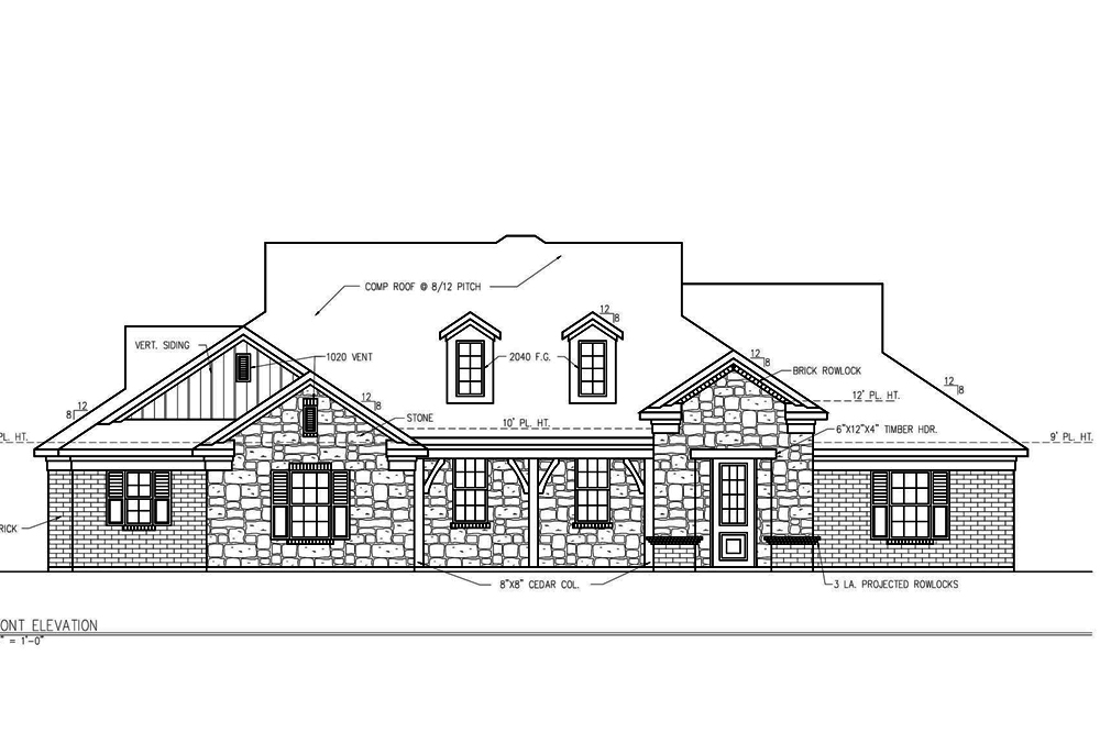 Home Plan Front Elevation of this 3-Bedroom,2101 Sq Ft Plan -199-1004