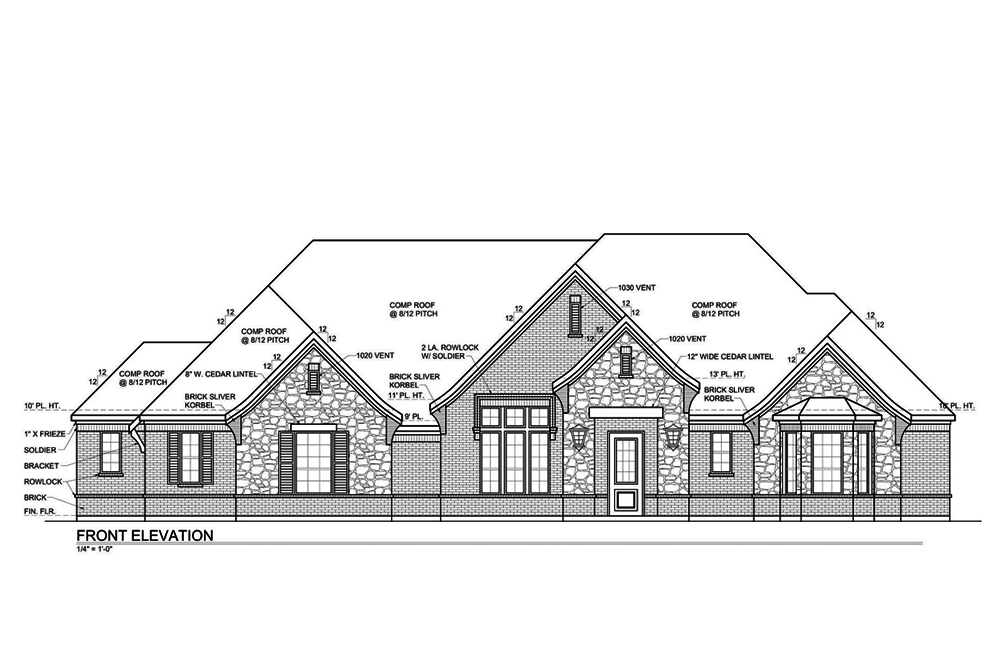 Home Plan Front Elevation of this 4-Bedroom,3333 Sq Ft Plan -199-1006