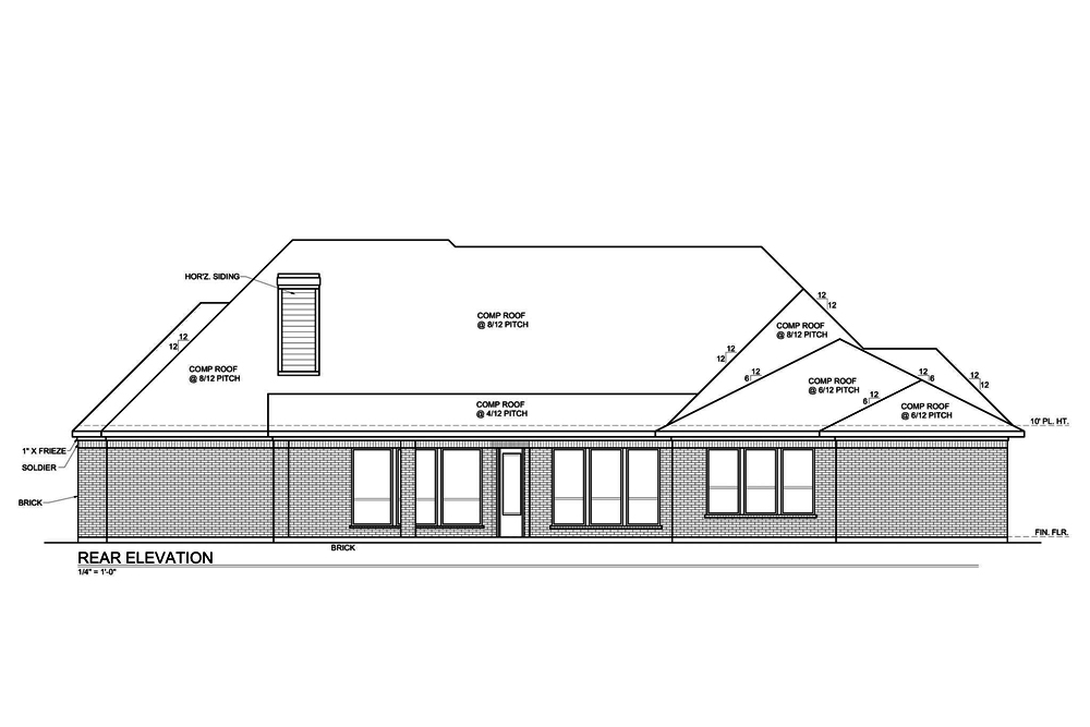 Home Plan Rear Elevation of this 4-Bedroom,3333 Sq Ft Plan -199-1006