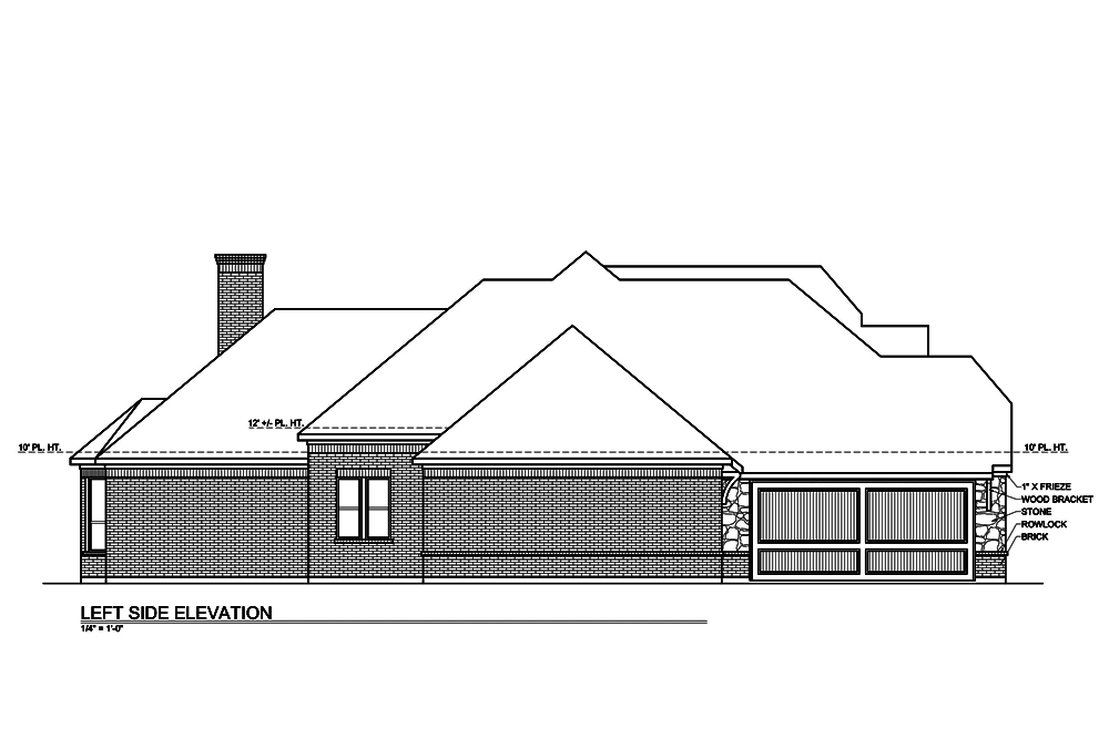 Home Plan Left Elevation of this 3-Bedroom,2435 Sq Ft Plan -199-1007