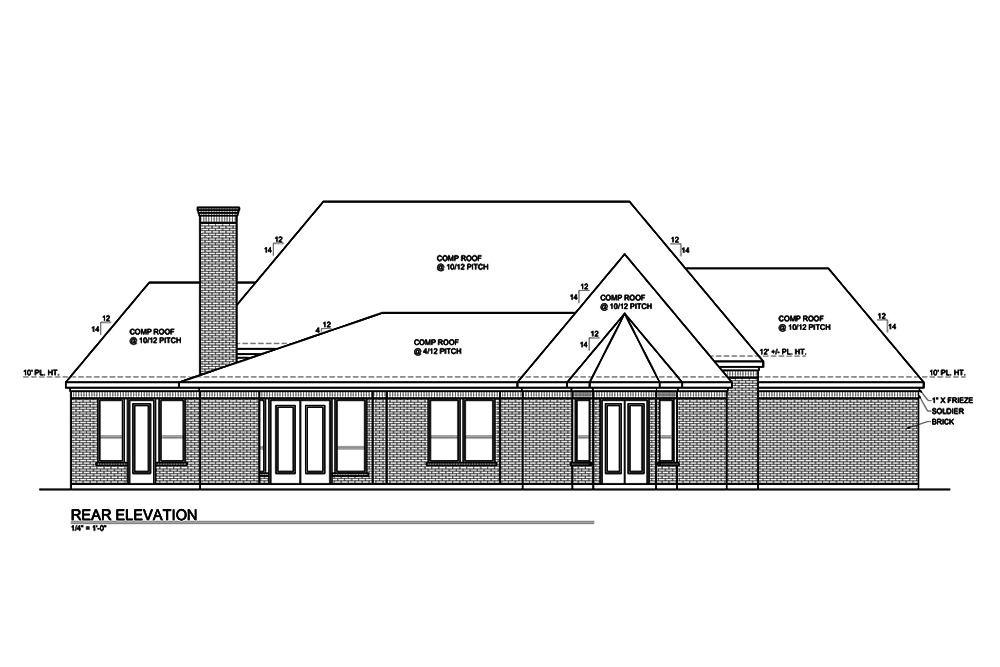 Home Plan Rear Elevation of this 3-Bedroom,2435 Sq Ft Plan -199-1007