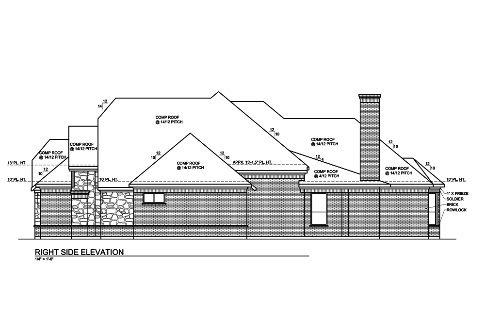 Home Plan Right Elevation of this 3-Bedroom,2435 Sq Ft Plan -199-1007