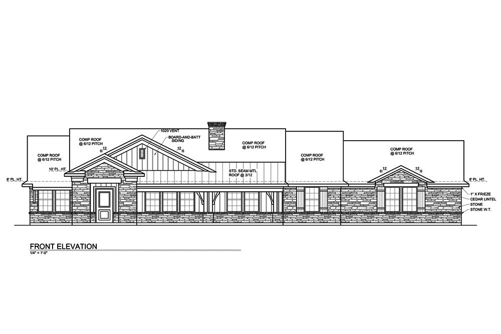Home Plan Front Elevation of this 3-Bedroom,2111 Sq Ft Plan -199-1009