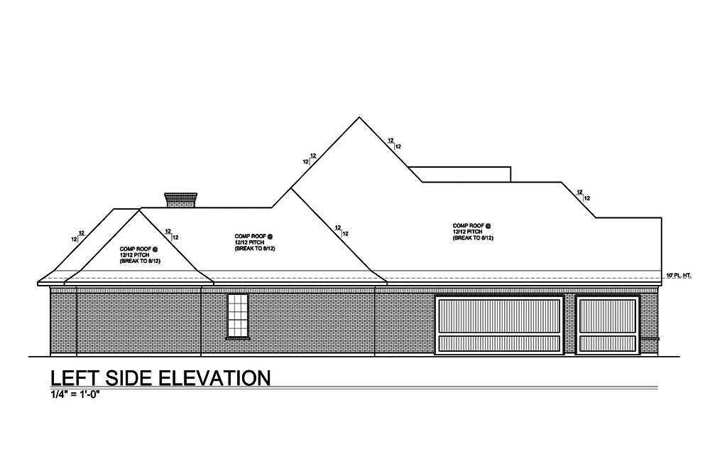 Home Plan Left Elevation of this 4-Bedroom,3227 Sq Ft Plan -199-1011