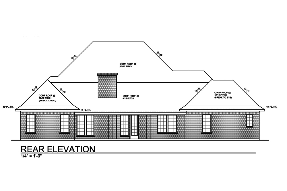 Home Plan Rear Elevation of this 4-Bedroom,3227 Sq Ft Plan -199-1011