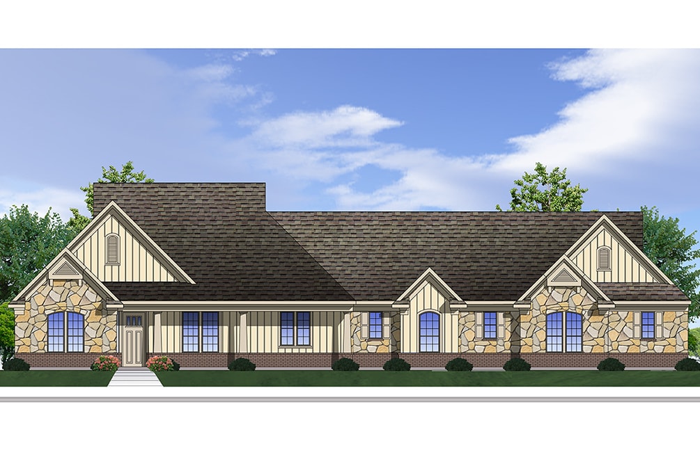 Front elevation of Traditional home plan (ThePlanCollection: House Plan #199-1012)