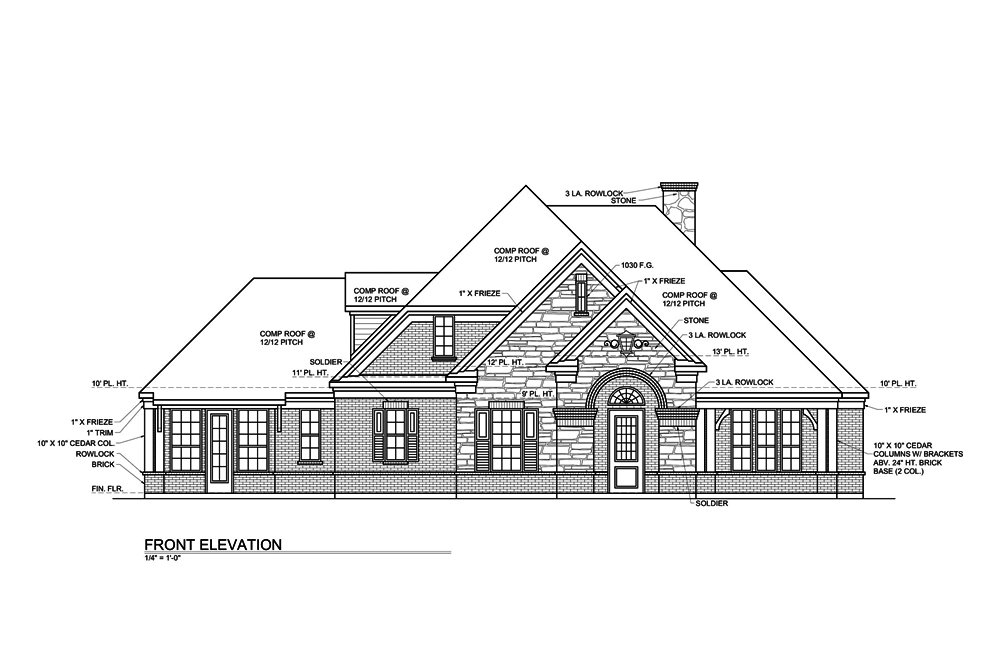 Home Plan Front Elevation of this 3-Bedroom,3004 Sq Ft Plan -199-1016