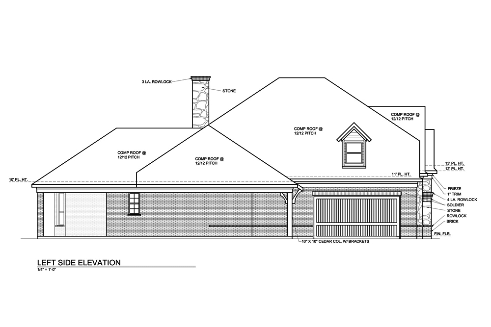 Home Plan Left Elevation of this 3-Bedroom,3004 Sq Ft Plan -199-1016