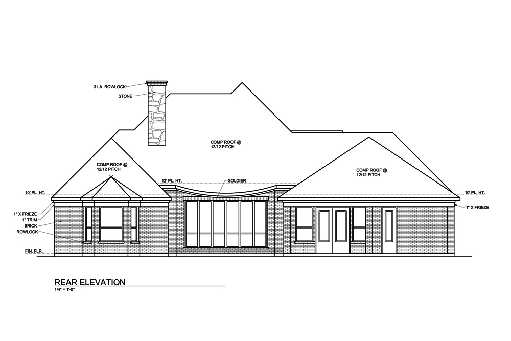 Home Plan Rear Elevation of this 3-Bedroom,3004 Sq Ft Plan -199-1016