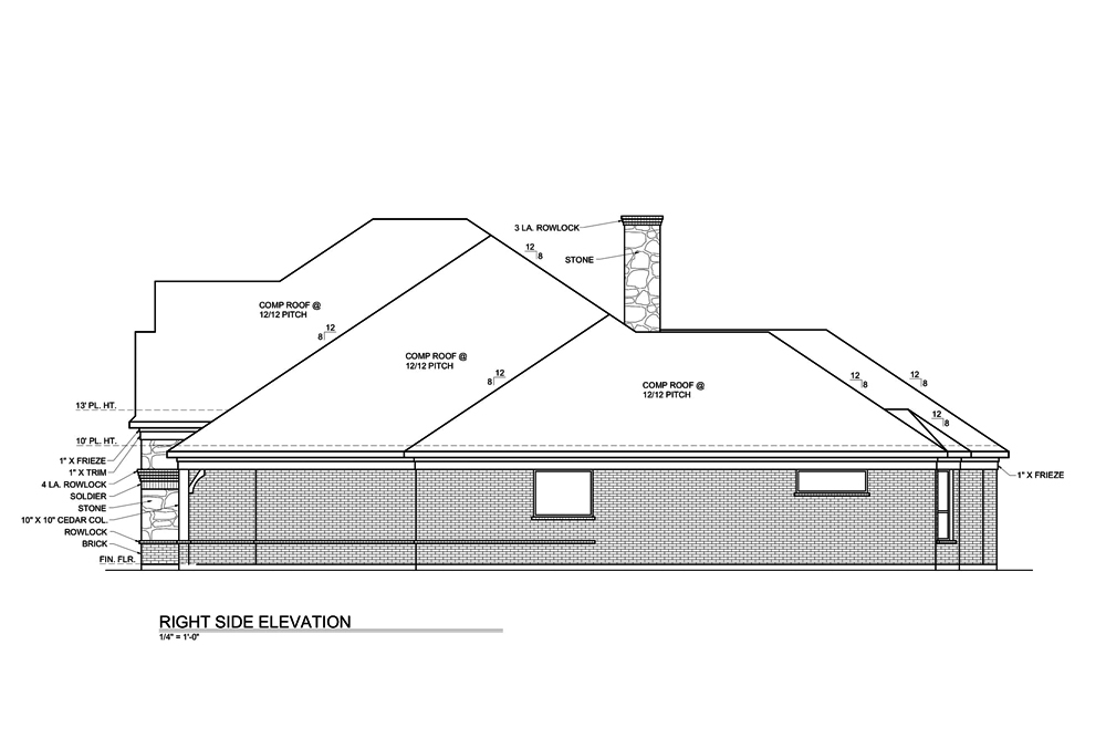 Home Plan Right Elevation of this 3-Bedroom,3004 Sq Ft Plan -199-1016