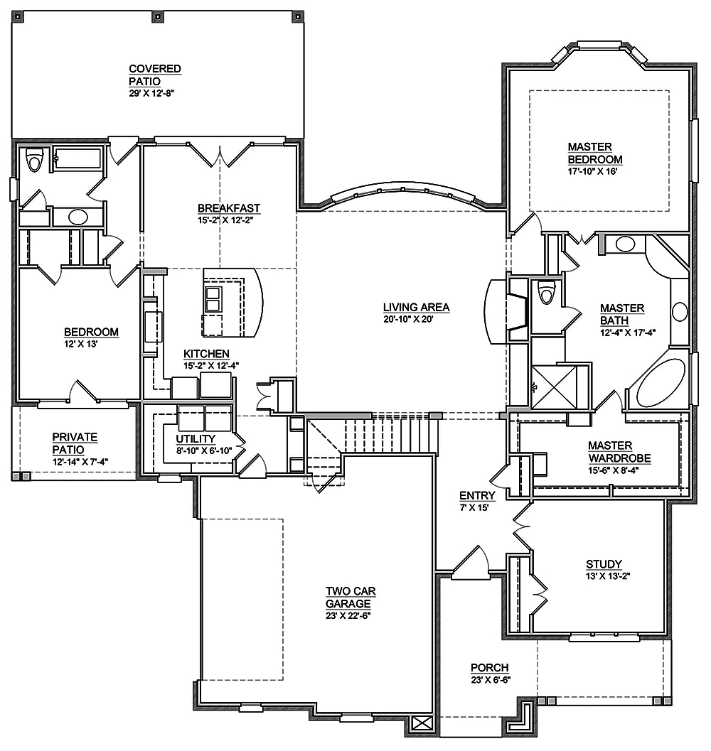 Floor Plan First Story of Traditional Plan #199-1016