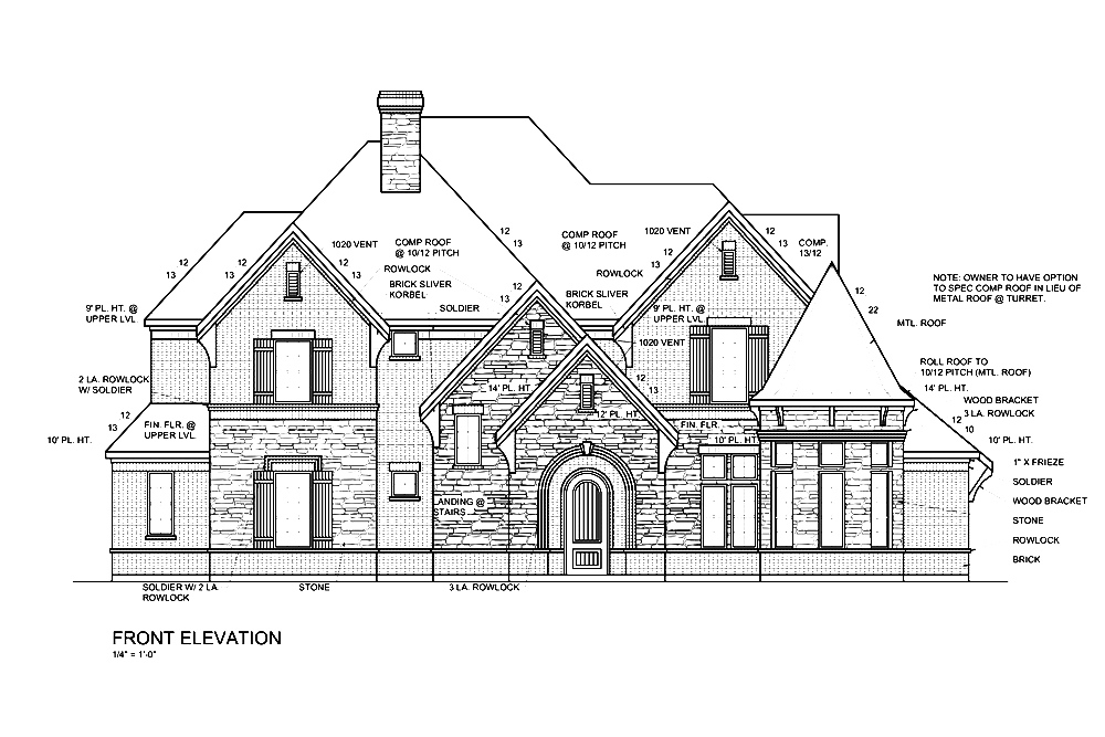 Home Plan Front Elevation of this 4-Bedroom,3578 Sq Ft Plan -199-1018