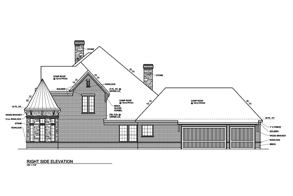 Home Plan Right Elevation of this 4-Bedroom,3578 Sq Ft Plan -199-1018
