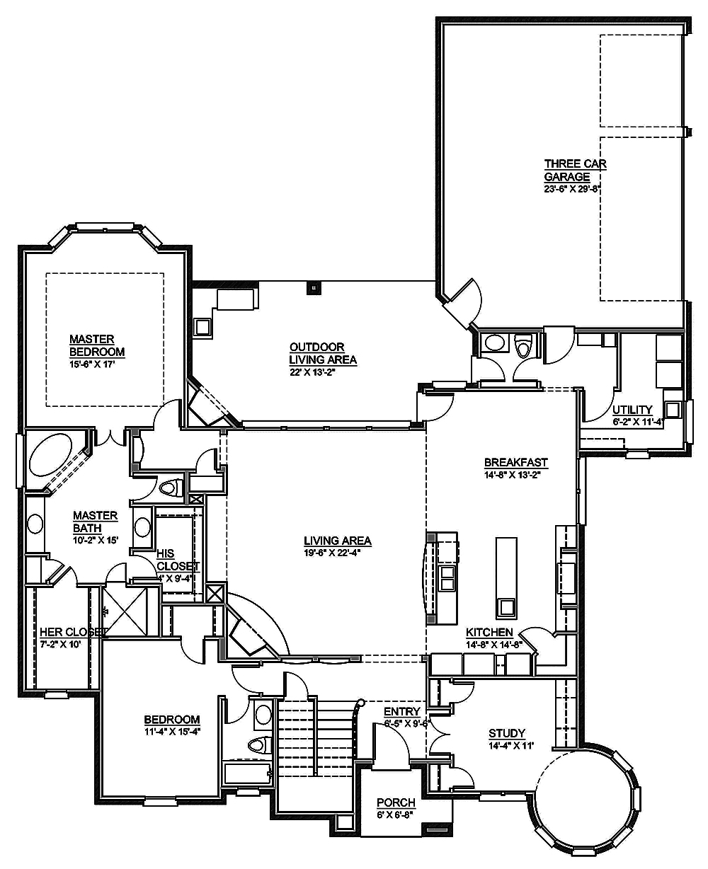 Floor Plan First Story of Traditional Plan #199-1018