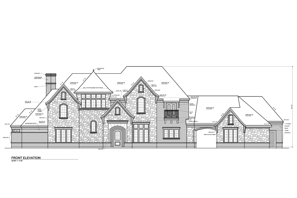 Home Plan Front Elevation of this 3-Bedroom,5275 Sq Ft Plan -199-1020