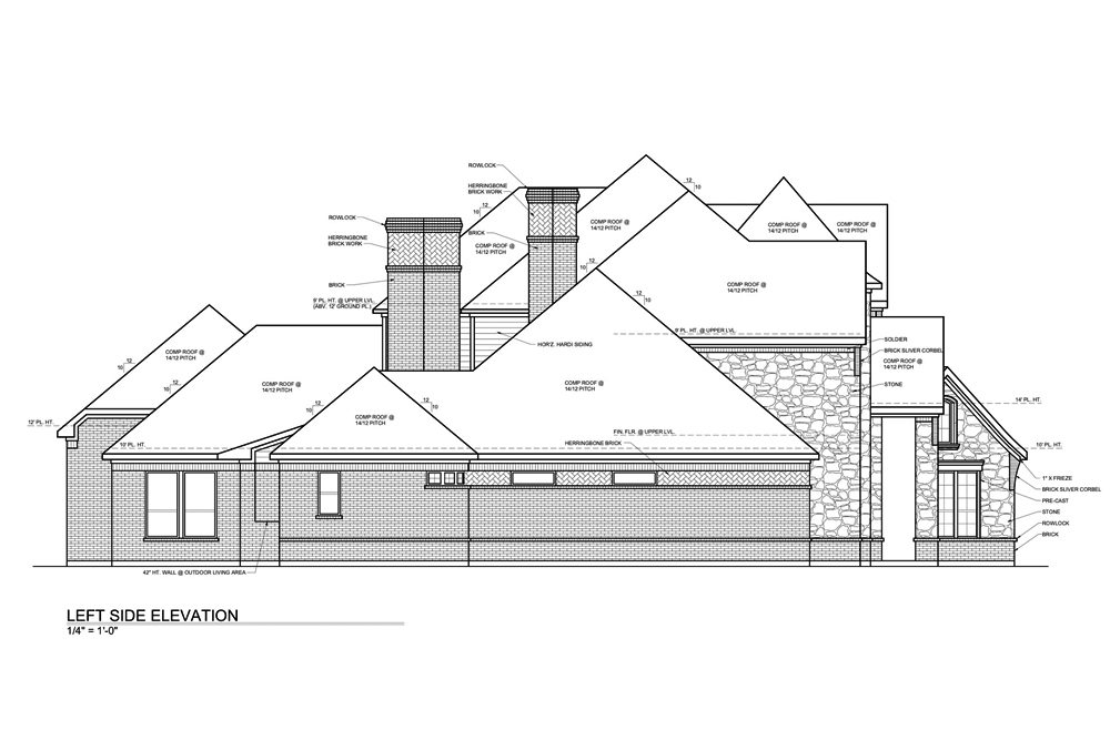 Home Plan Left Elevation of this 3-Bedroom,5275 Sq Ft Plan -199-1020