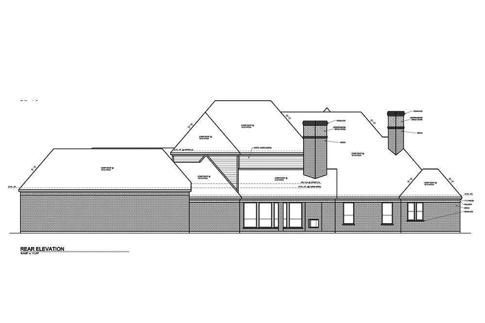 Home Plan Rear Elevation of this 3-Bedroom,5275 Sq Ft Plan -199-1020