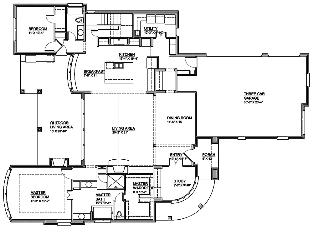 Floor Plan First Story of Luxury Plan #199-1021