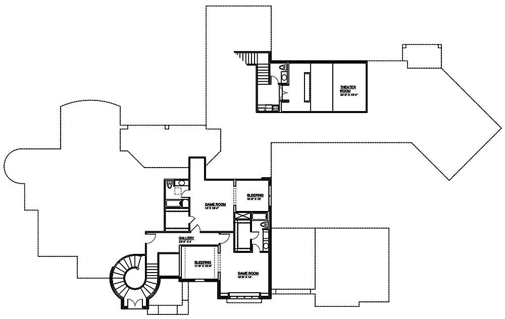 Floor Plan Second Story of French Plan #199-1022
