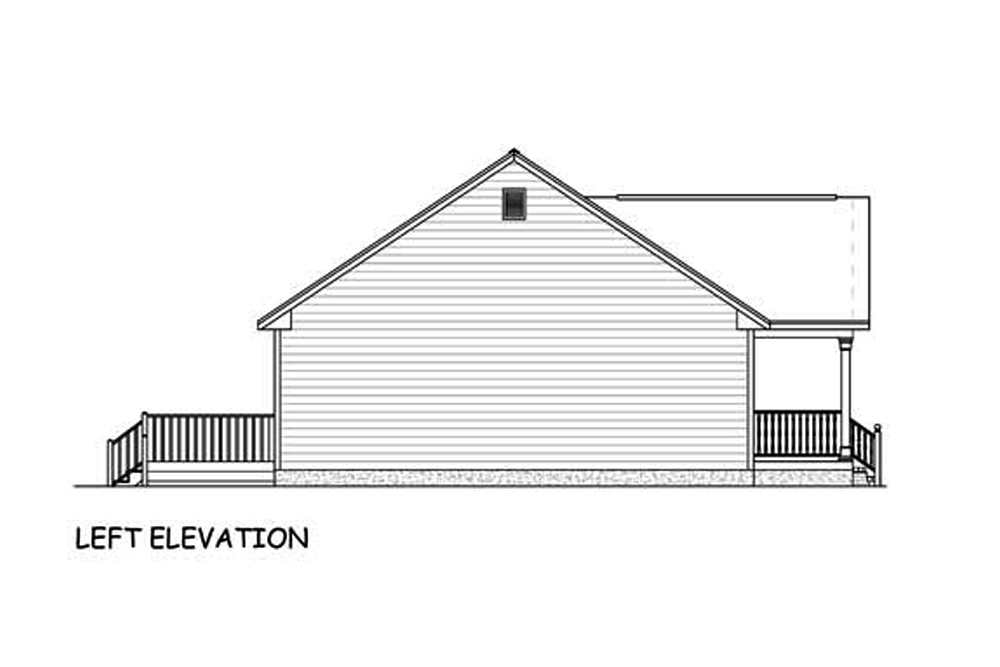 Home Plan Left Elevation of this 3-Bedroom,1392 Sq Ft Plan -200-1001