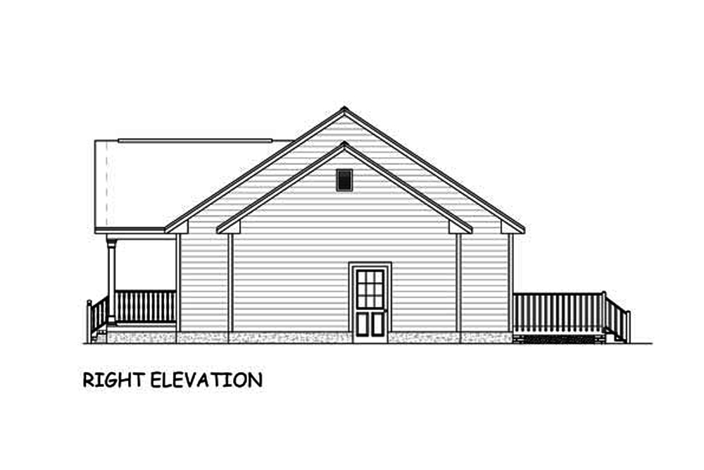 Home Plan Right Elevation of this 3-Bedroom,1392 Sq Ft Plan -200-1001