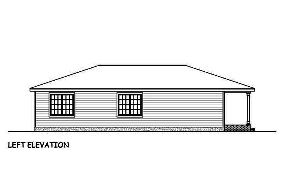 Home Plan Left Elevation of this 3-Bedroom,1328 Sq Ft Plan -200-1004