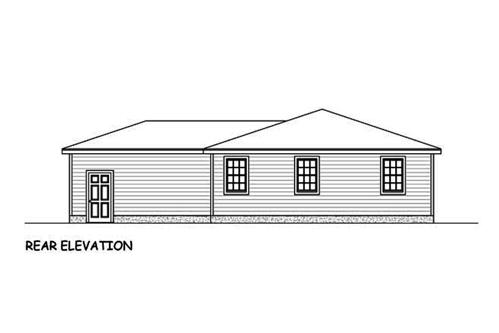 Home Plan Rear Elevation of this 3-Bedroom,1328 Sq Ft Plan -200-1004