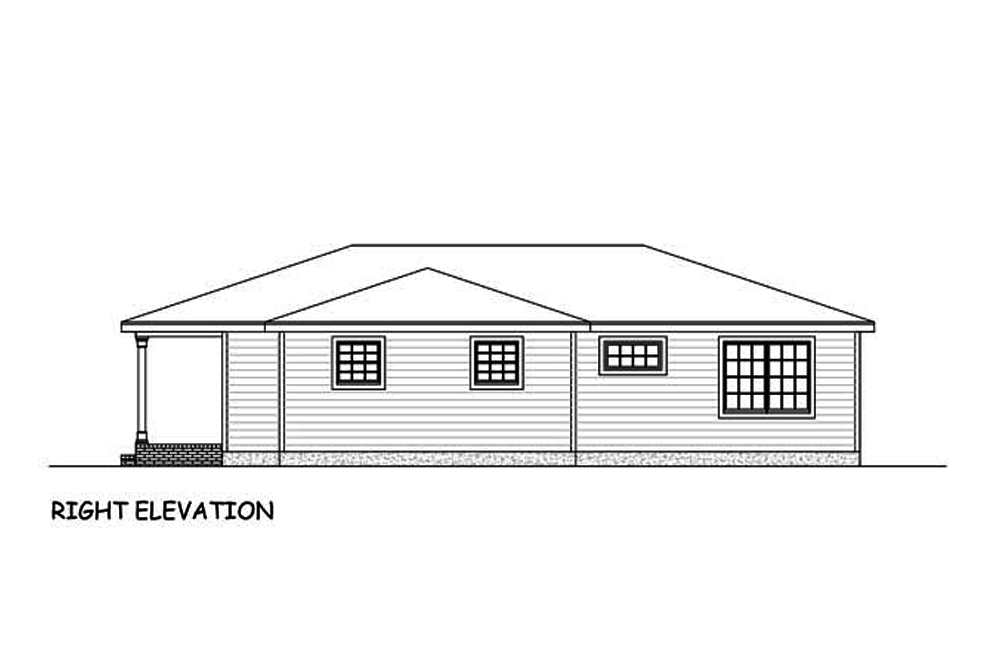 Home Plan Right Elevation of this 3-Bedroom,1328 Sq Ft Plan -200-1004