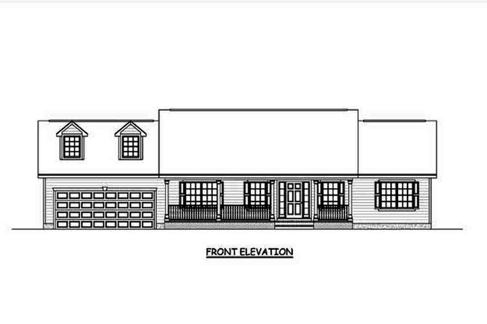 Home Plan Front Elevation of this 3-Bedroom,1324 Sq Ft Plan -200-1005
