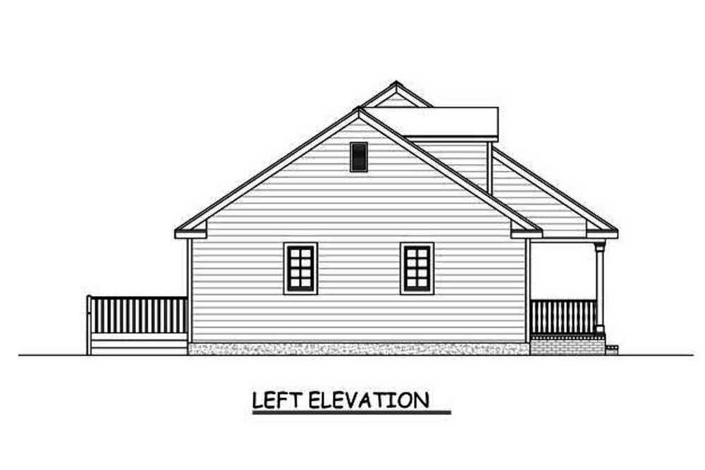 Home Plan Left Elevation of this 3-Bedroom,1324 Sq Ft Plan -200-1005