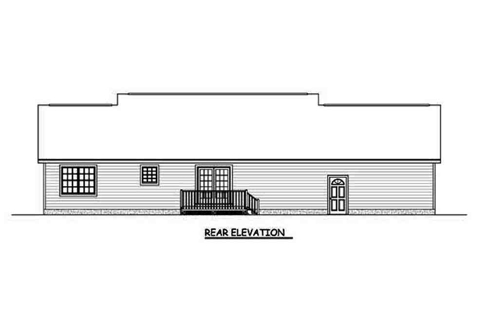 Home Plan Rear Elevation of this 3-Bedroom,1324 Sq Ft Plan -200-1005