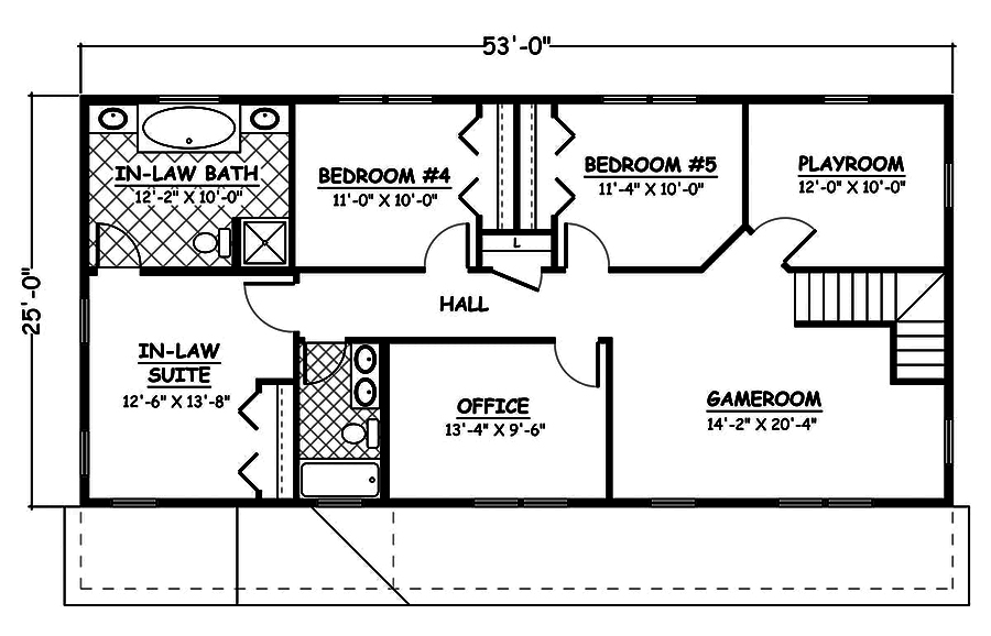 Floor Plan Second Story of Traditional Plan #200-1008